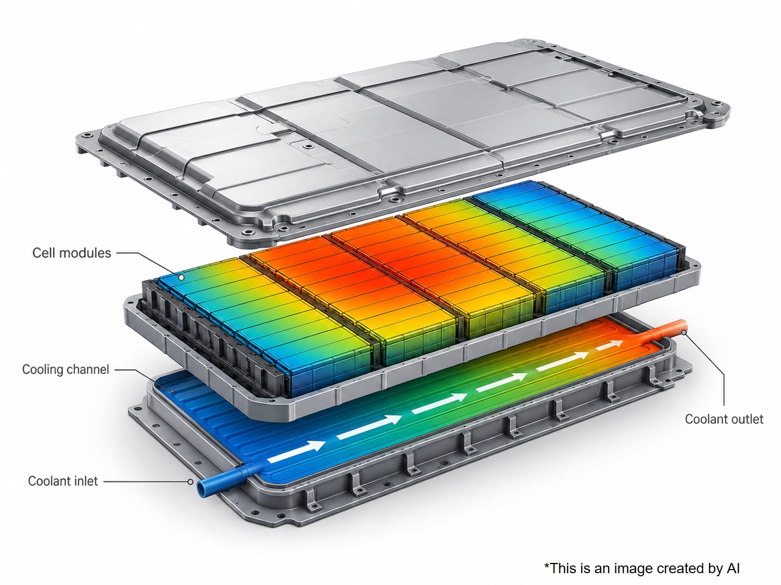 Concept illustration of EV battery thermal management